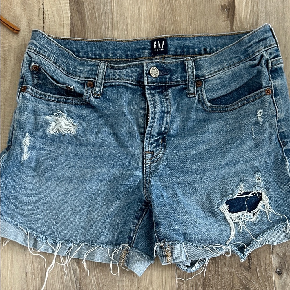 GAP Women's Ripped Blue Jean Shorts